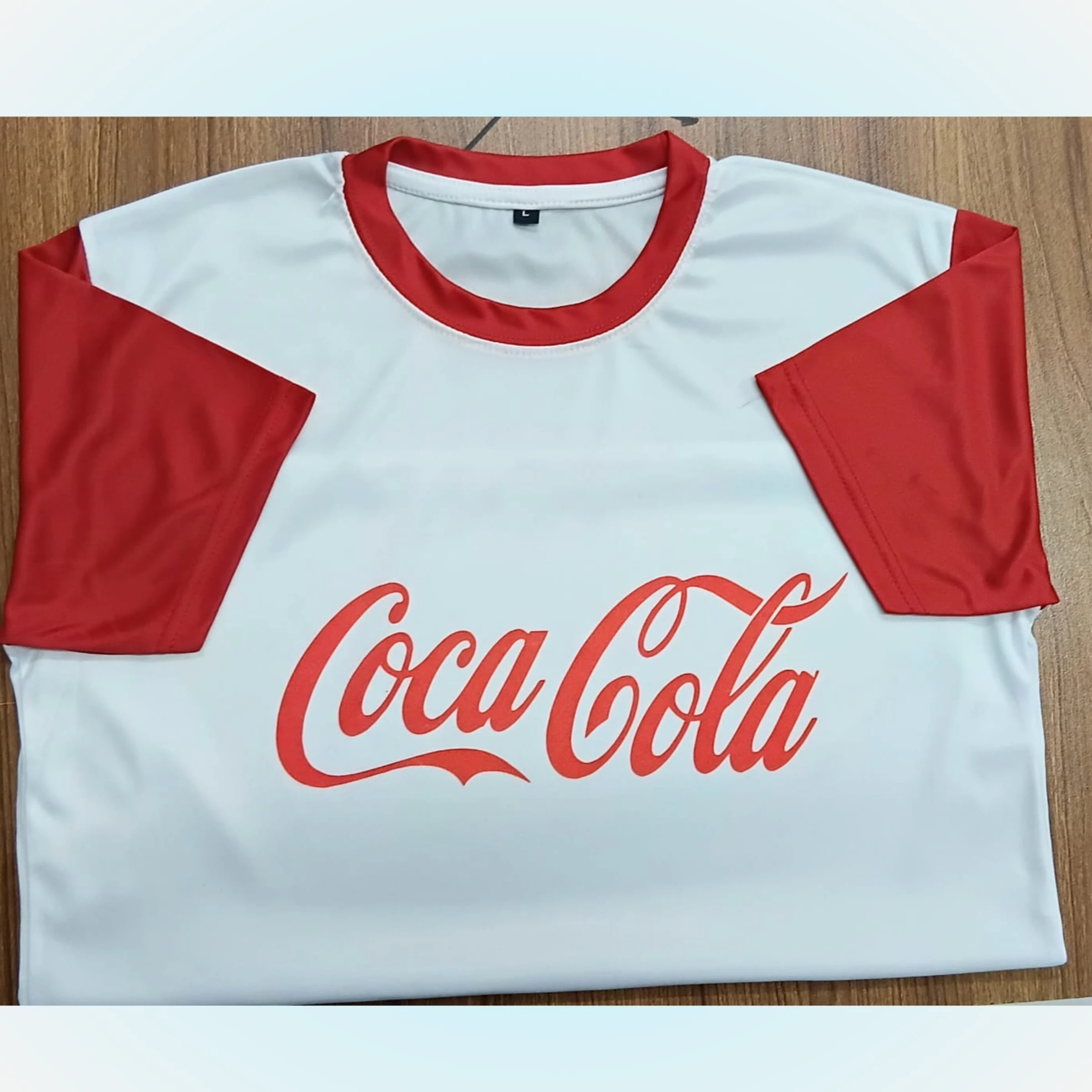 Round Neck T-Shirt (Jersey Fabric | 110–120 GSM ±) - White Body - Sleeve Red | জার্সি কাপড়